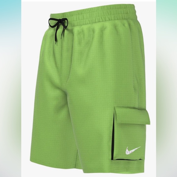 Nike Boys' Voyage Cargo Swim Trunks (Big Kid) Green Strike - Size S - Picture 1 of 6